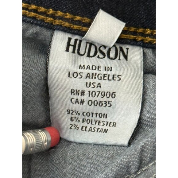 Hudson "Ginny Crop" Straight Cut with Cuffs Dark Wash Flap Pockets Size 29 - Picture 9 of 12